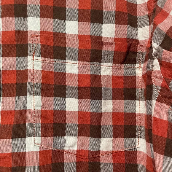 George Modern Button-Up Orange Brown  & White Plaid Shirt: - Medium - Picture 2 of 9